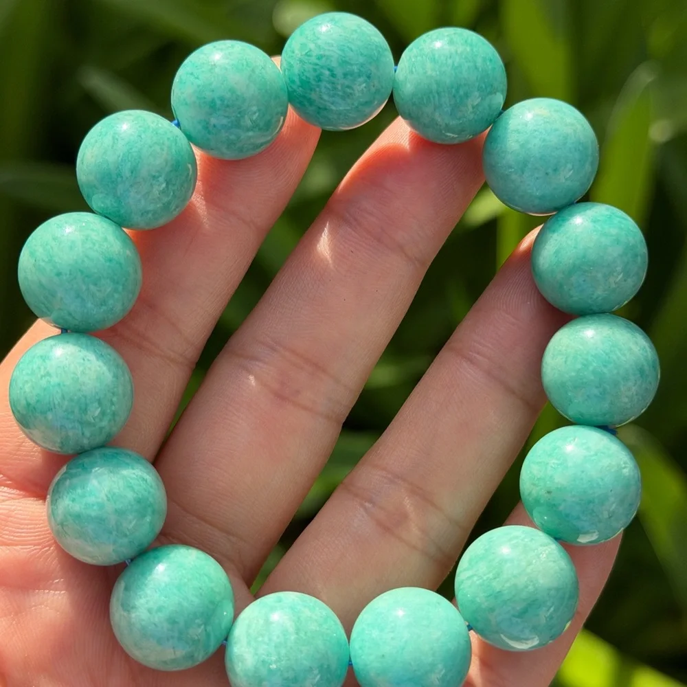 14.5mm stretchable chunky Amazonite bracelet 0688
